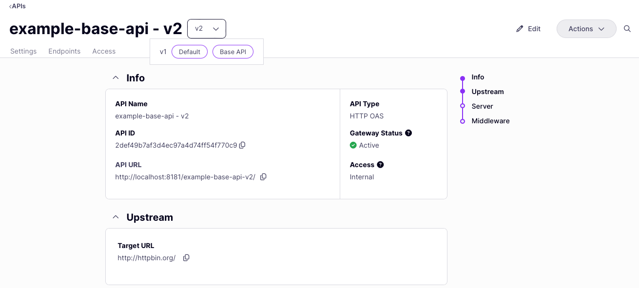 Choose between API versions in the API designer