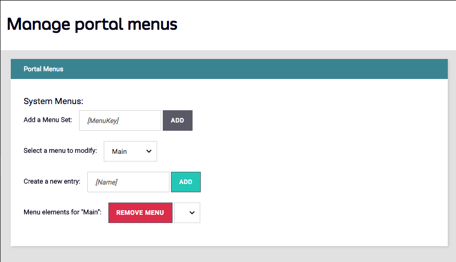 Manage portal menu