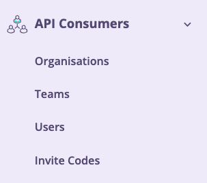 Portal API Consumers menu