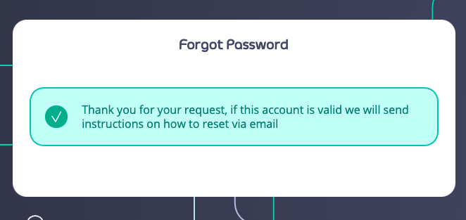 Forgot Password email sent