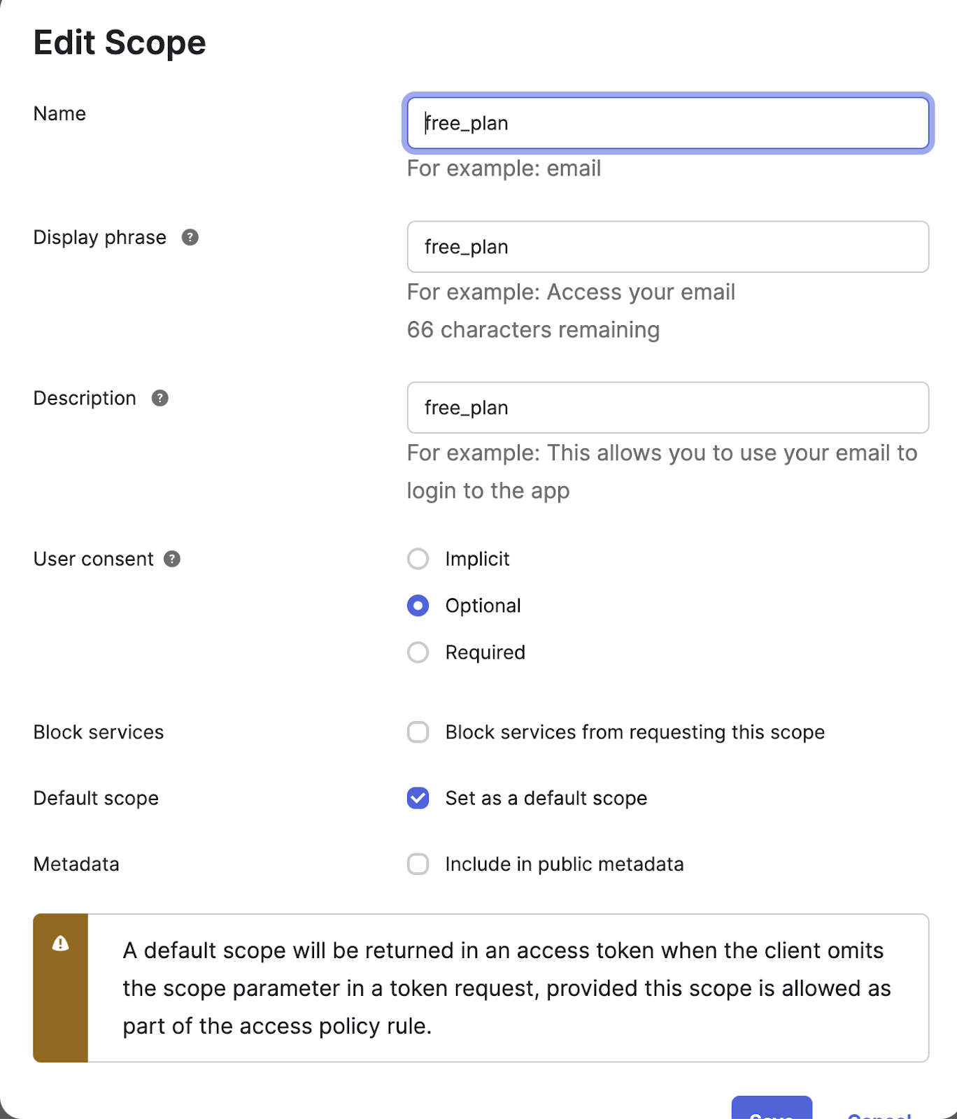 Create a scope for a plan