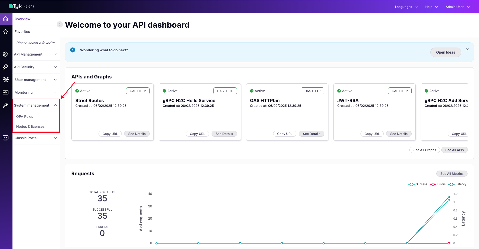 System Management Side Bar