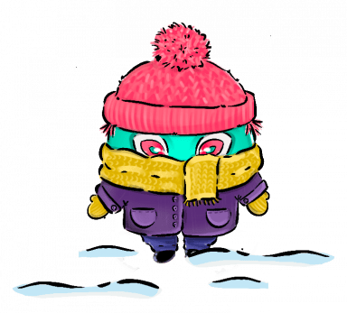Illustration Tyk mascot with scarf and hat